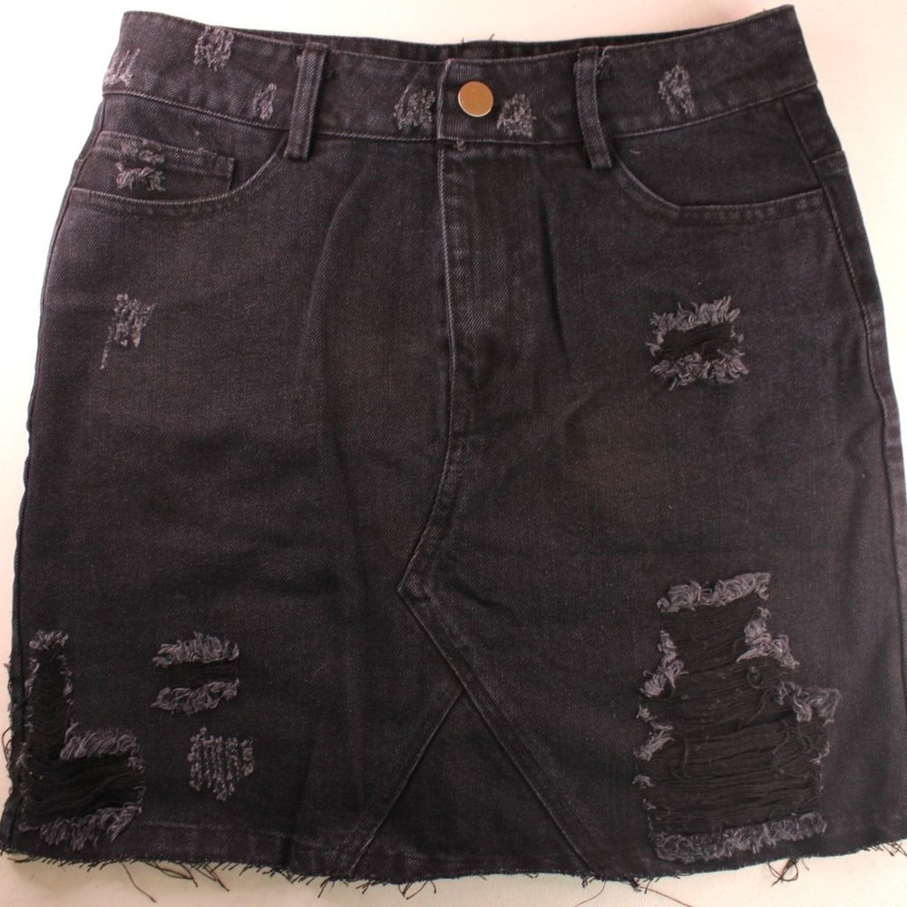 IVIVI Distressed Is More Denim Skirt Ladies Size S